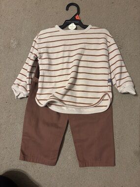 5 for $25Modern Moments Kids Two-Piece Striped Top & Brown Pants Set